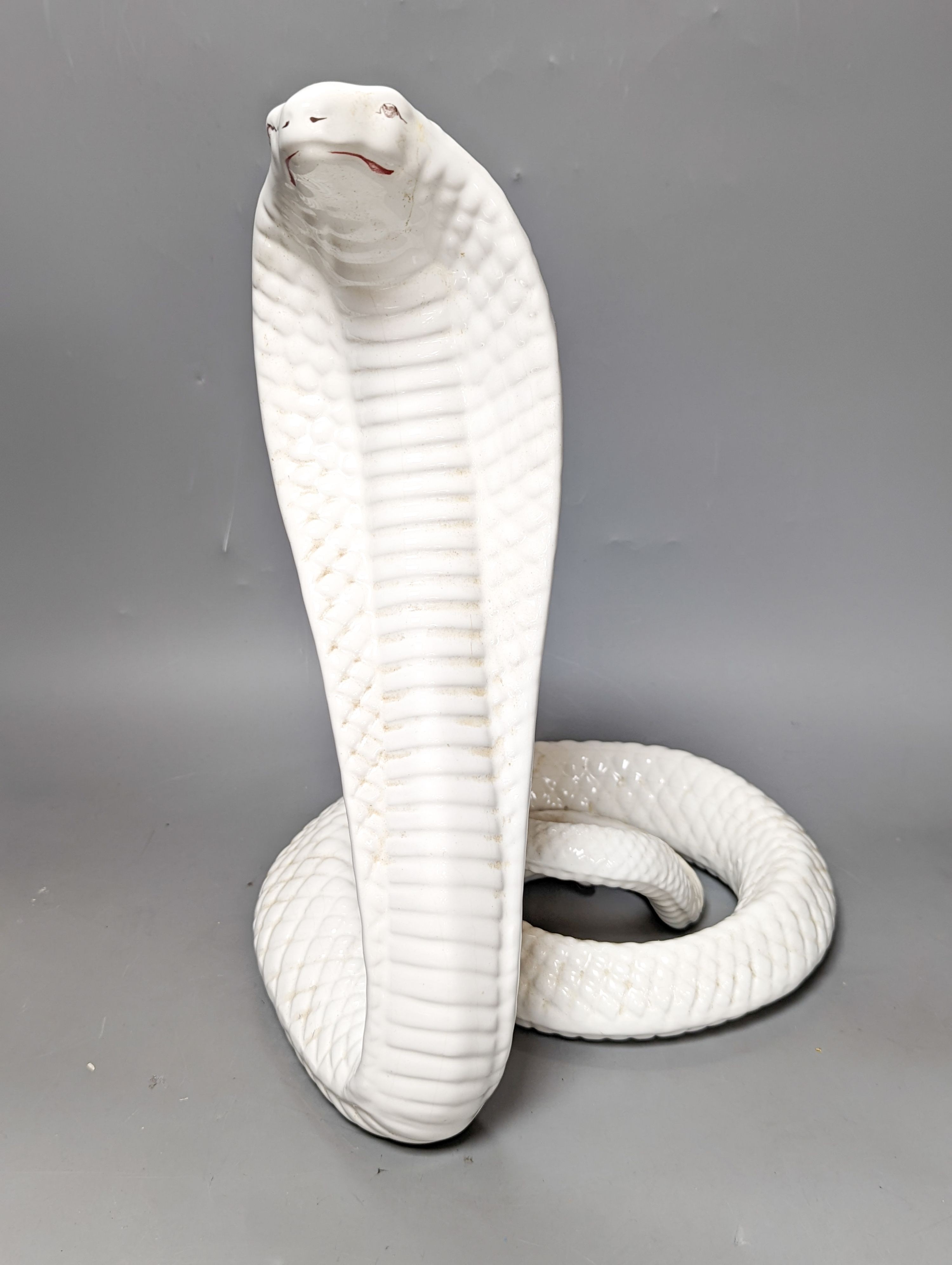 An Italian porcelain Cobra attributed to Tommaso Barbi, circa 1970's. 35cm